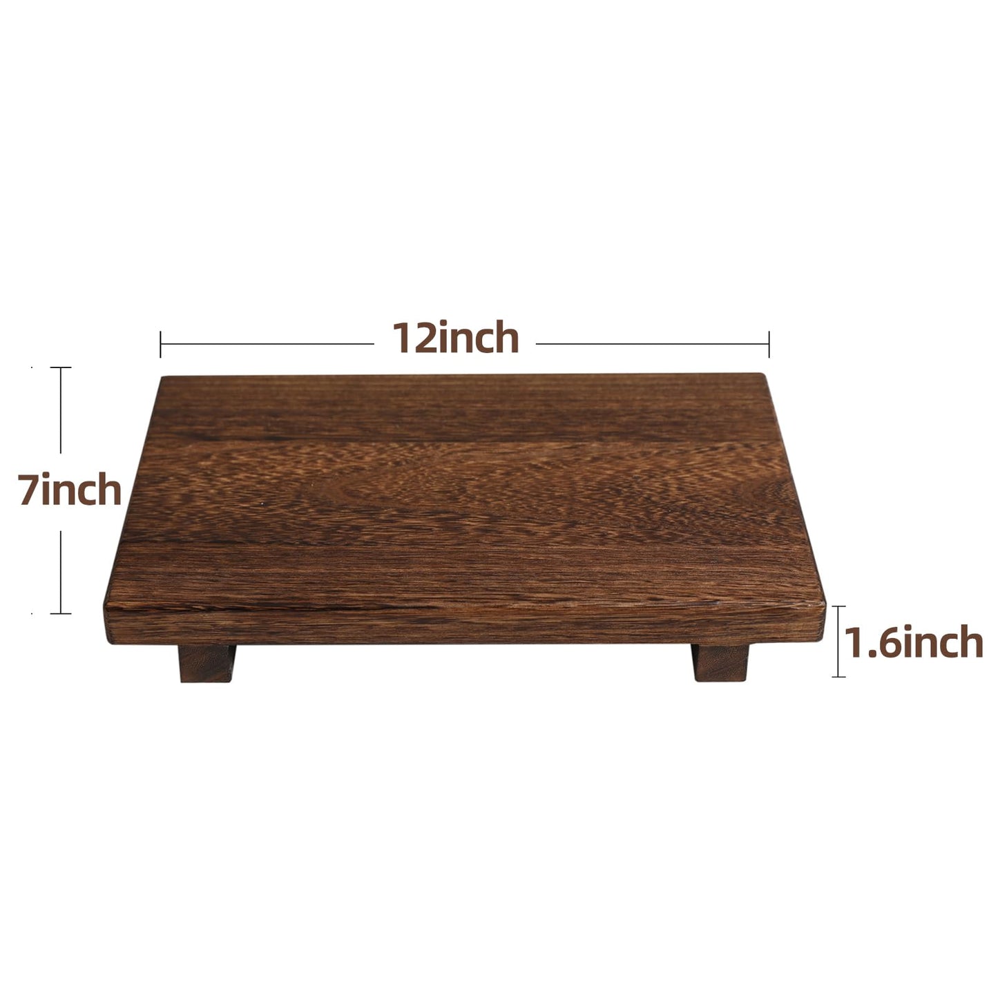 (12 x 7 Inch) Wood Riser Soap Tray, Farmhouse Wood Pedestal Stand for Kitchen Counter Sink, Rustic Wooden Riser Decorative Bathroom Counter Dishes Plant Bottles Candles Display
