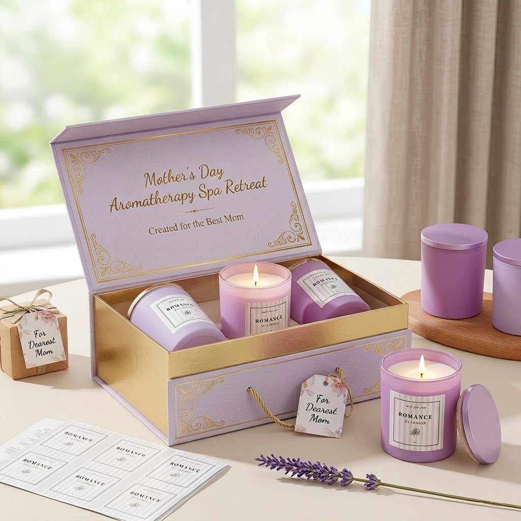 12Pcs Assorted Purple Candle Jars for Making Candles, 10oz Empty Candle Jars with Bamboo Lids and Labels, Glass Jars for Candle Making Supplies, Candle Containers for DIY Gifts