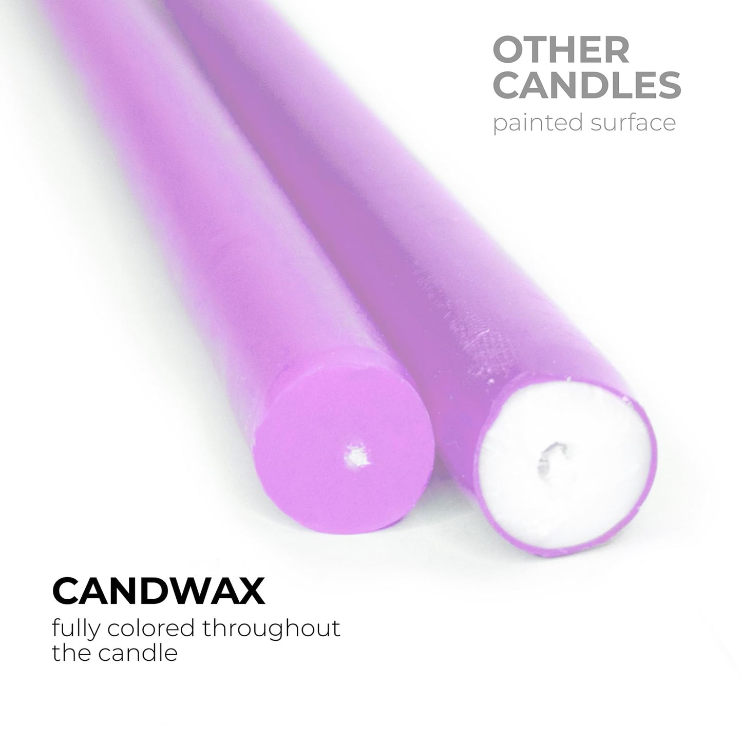 CANDWAX 10 inch Taper Lilac Candles Pack of 4 - Unscented Smokeless Dripless Tall Candlesticks - Perfect for Special Occasions, Ordinary Dinners, for Mother's Day - Lavender Candle Sticks