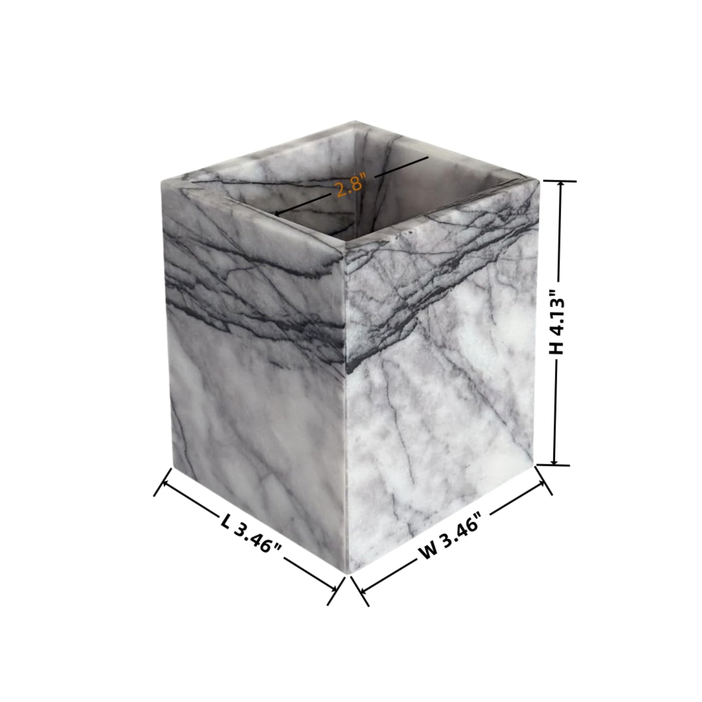 StonePlus Natural Marble Stone Square Storage Container Empty Vessel Holder Cup for Candle/Pens/Sundries items (Lilac Marble)