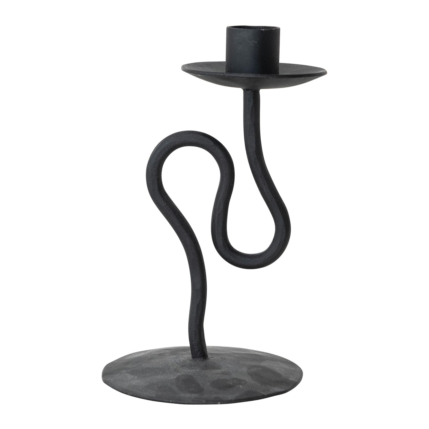 Creative Co-Op Metal Abstract Shaped Taper Candle Holder, Black
