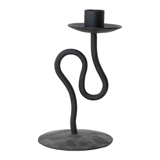 Creative Co-Op Metal Abstract Shaped Taper Candle Holder, Black