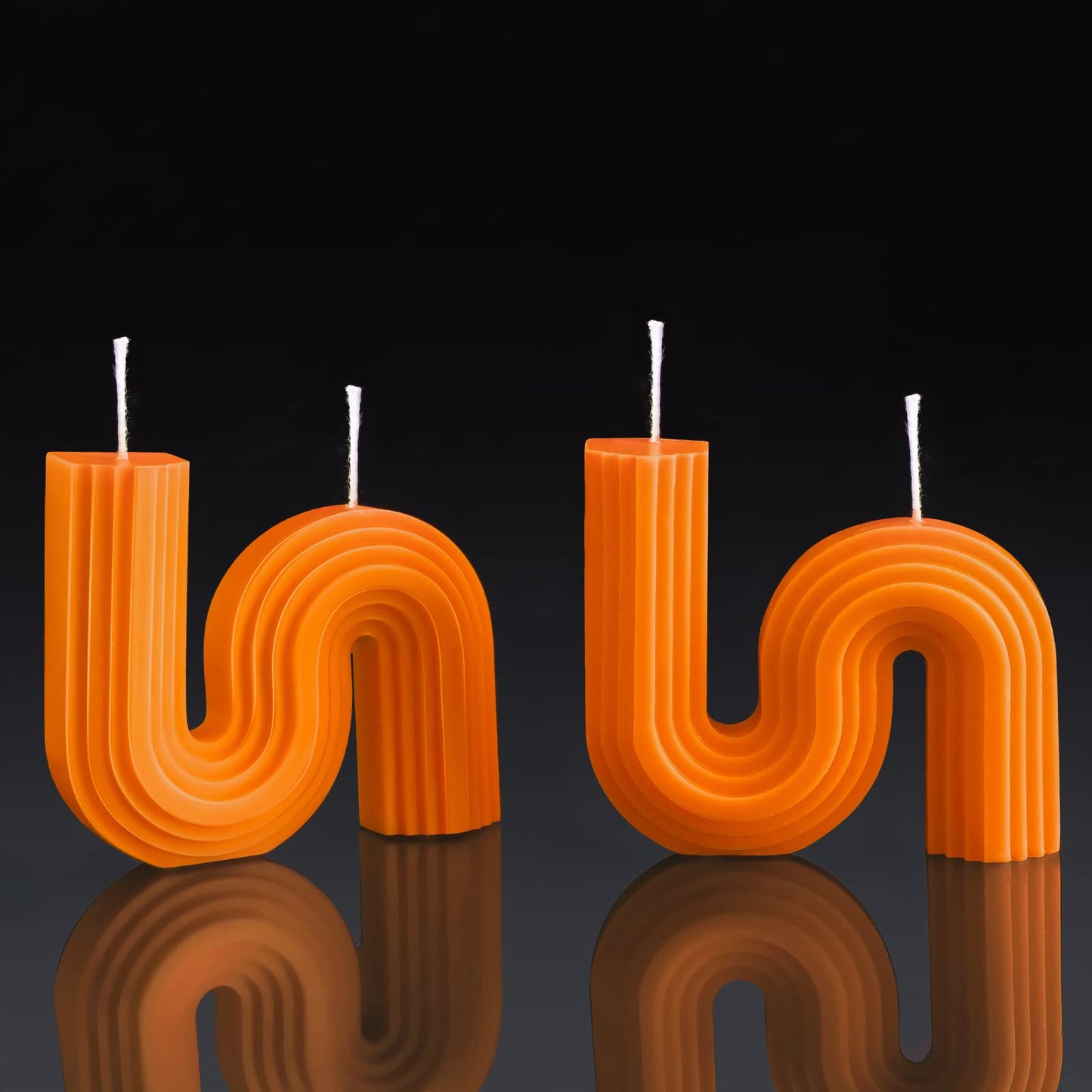 Tondiamo 2 Pcs Aesthetic Candles Twist Shaped Aesthetic Candles Cool S Shape Minimalist Geometric Shaped Soy Wax Scented Art Decorative Handmade for Wedding Birthday Gift(Orange)