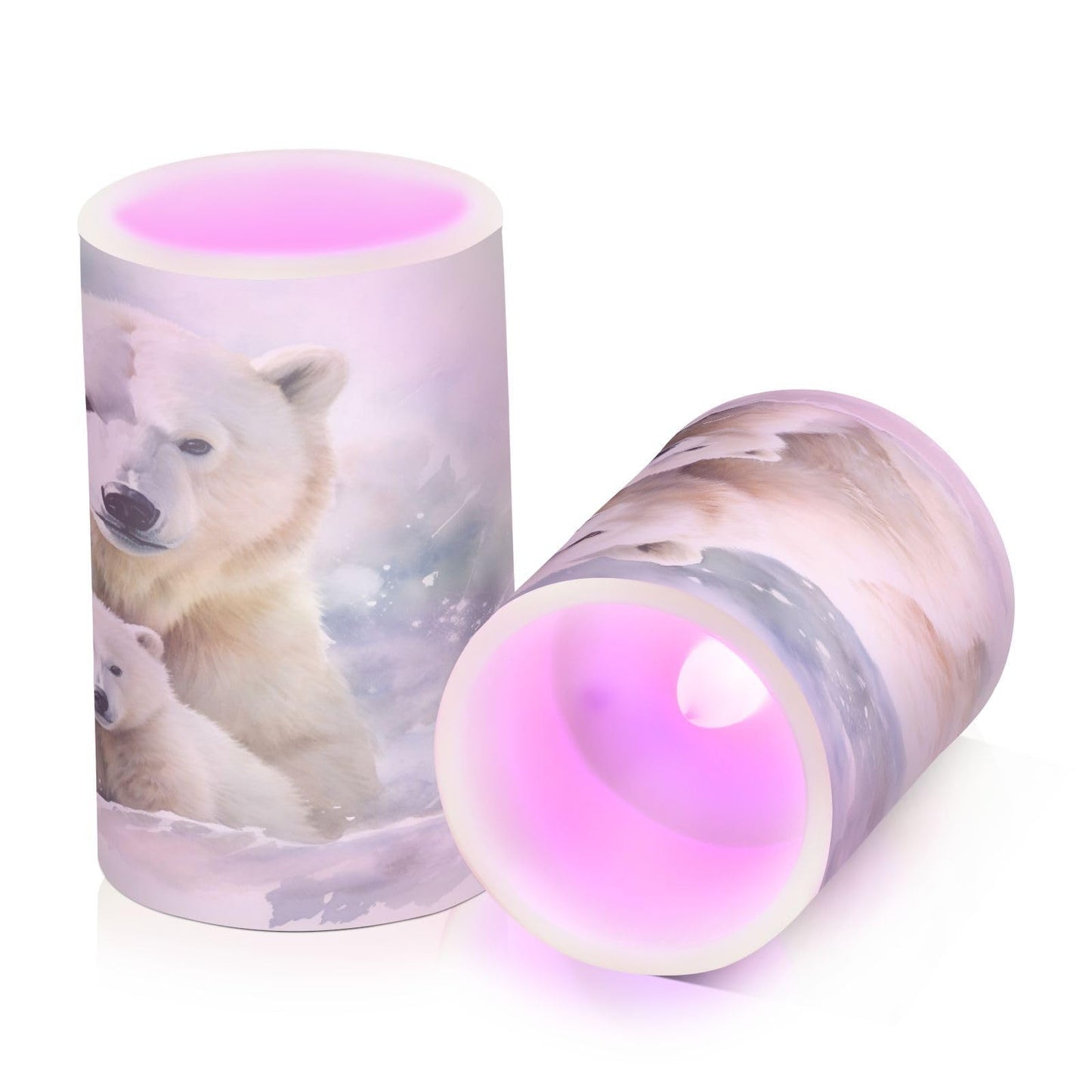 ALAZA Cute Polar Bear Flickering Flameless Candles Battery Operated with Remote Timer,Tea Light Candles LED Pillar Votive Candles Set of 2 for Outdoor Indoor Decorations