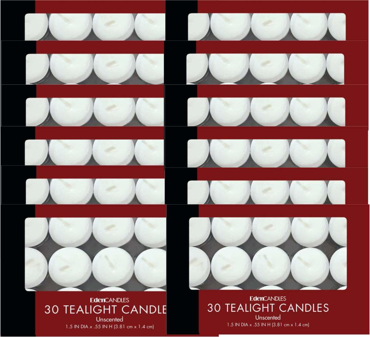 Tea Light Candles Premium Quality - Bright White Set of 360 in Twelve Strong Protective Boxes of 30 Each with Pull Out Tray