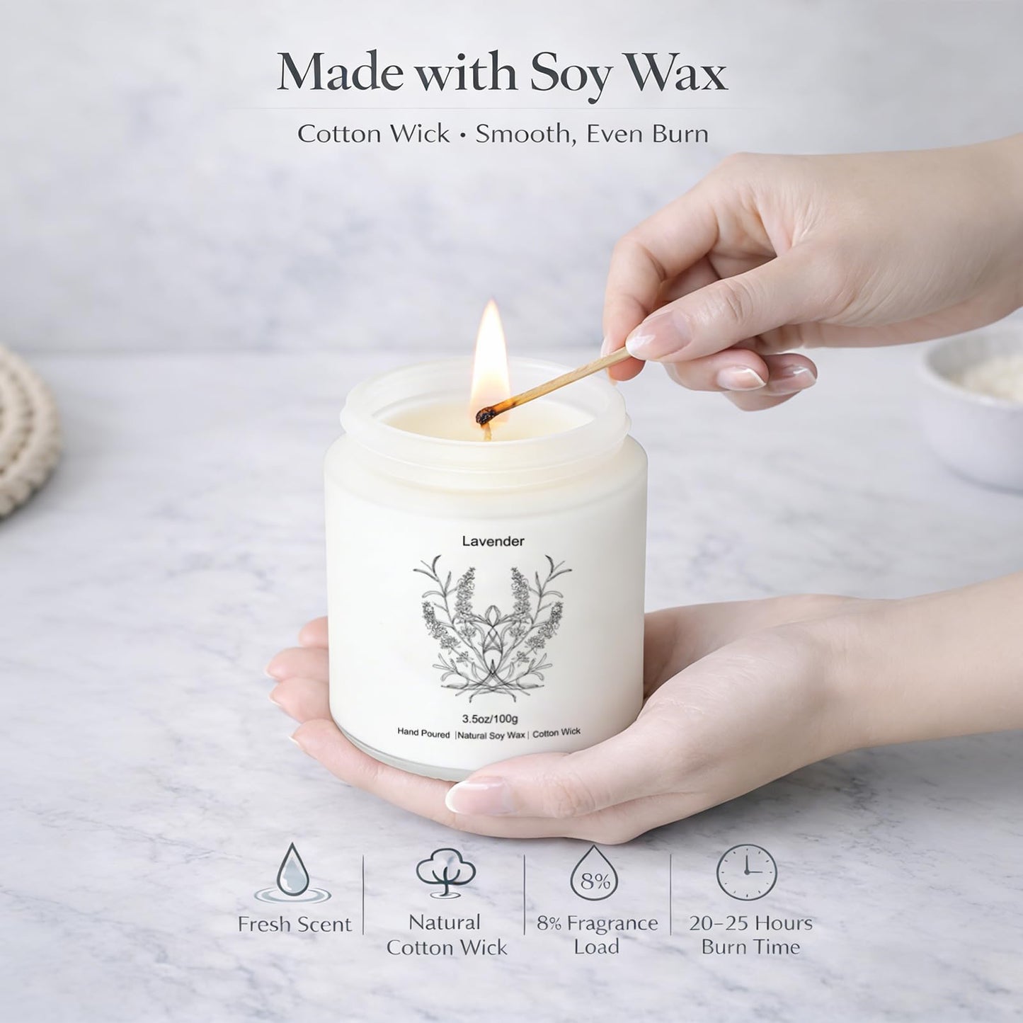 Scented Candles for Home, 8 Pack Soy Wax Gift Set for Women, Aromatherapy Candles, Lavender, Vanilla, Eucalyptus Mint, Ocean