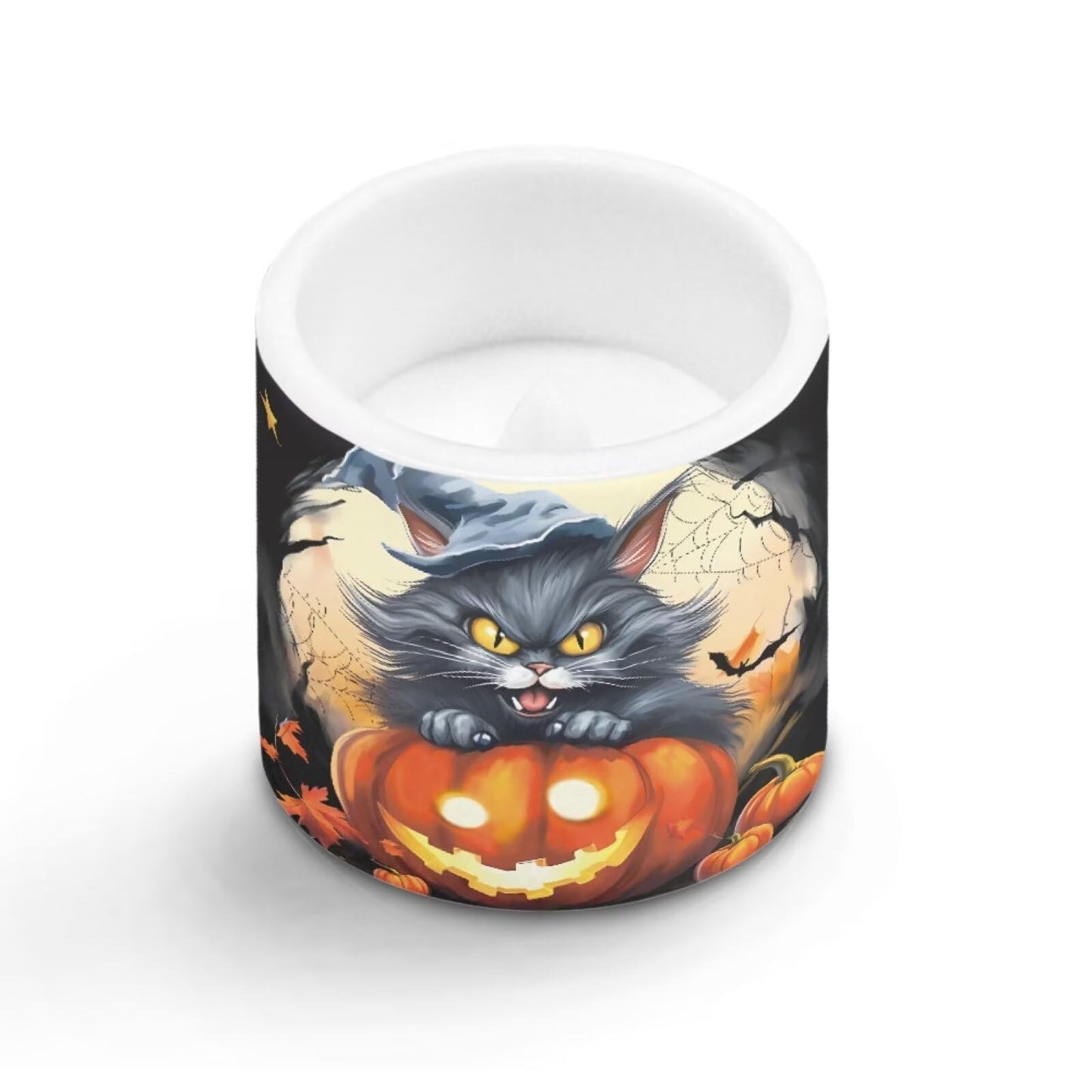 Merkmak Set of 4 Flameless Candles, Halloween Pumpkin Cat Battery Operated LED Candles with Timer Remote Control Tea Lights for Trick or Treat Party Home Decorations