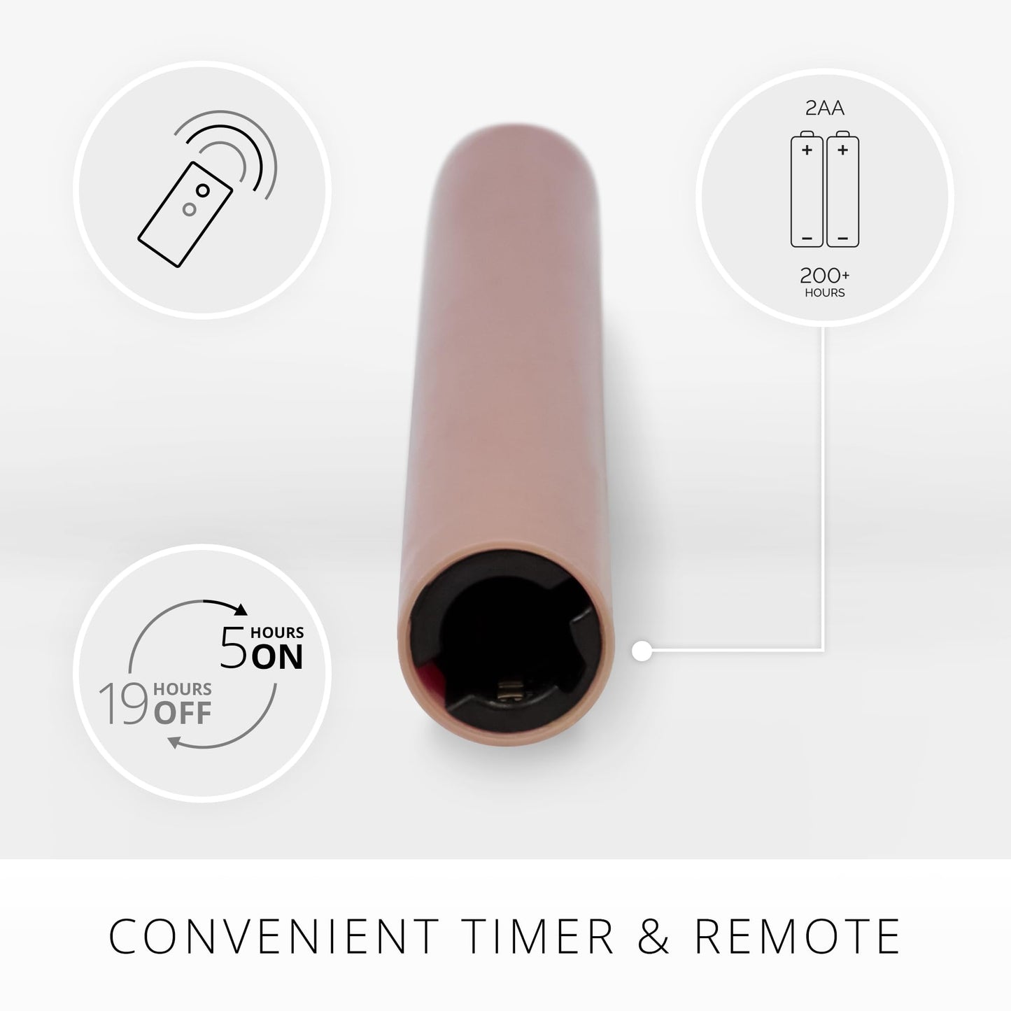 Luminara - Flameless Battery Operated Taper Candle - Rose Tan - Pack of 2-1x9.75 - LED Flickering Flame - Realistic Safe for Home Kids and Pets