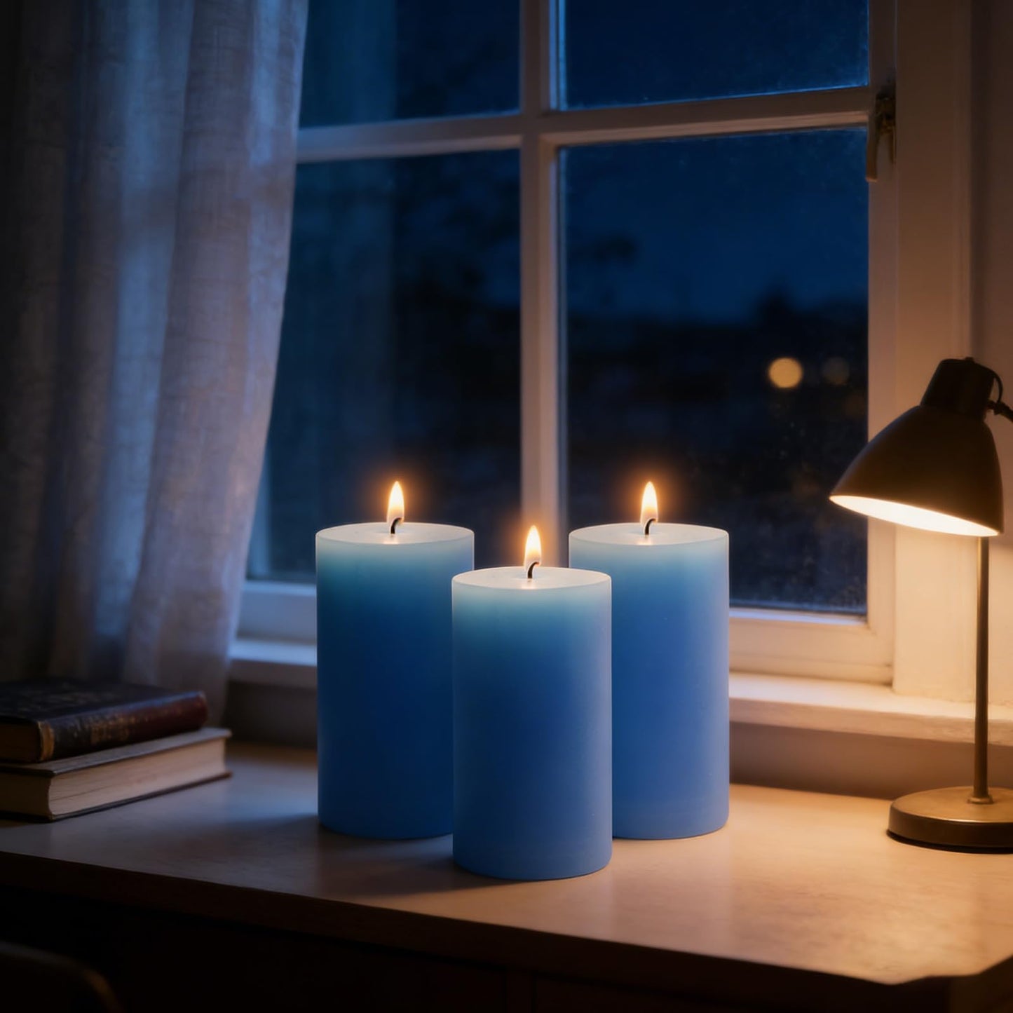 2.8x6 inch, Set of 3, Light Blue Pillar Candles for Romantic Valentine's Day and Christmas, Unscented Pillar Candles for The Home Dining Room, Smokeless, Drip-Free, Clean-Burning Emergency Candles