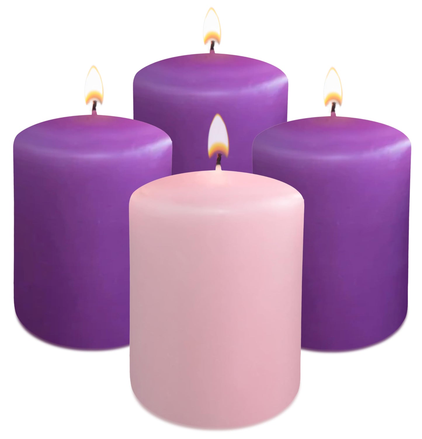 Hyoola Advent Candles Set of 4 - Unscented Pillar Candles 2x3 Inch - Made in Europe - Holiday & Advent Wreath Candles