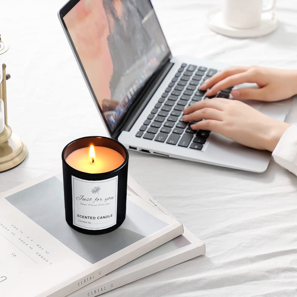CONNOO 15 Pack 7 OZ Matte Black Candle Jars with Bamboo Lids for Making Candles, Thick Glass Candle Jars Empty Jars in Bulk with lids - Dishwasher Safe