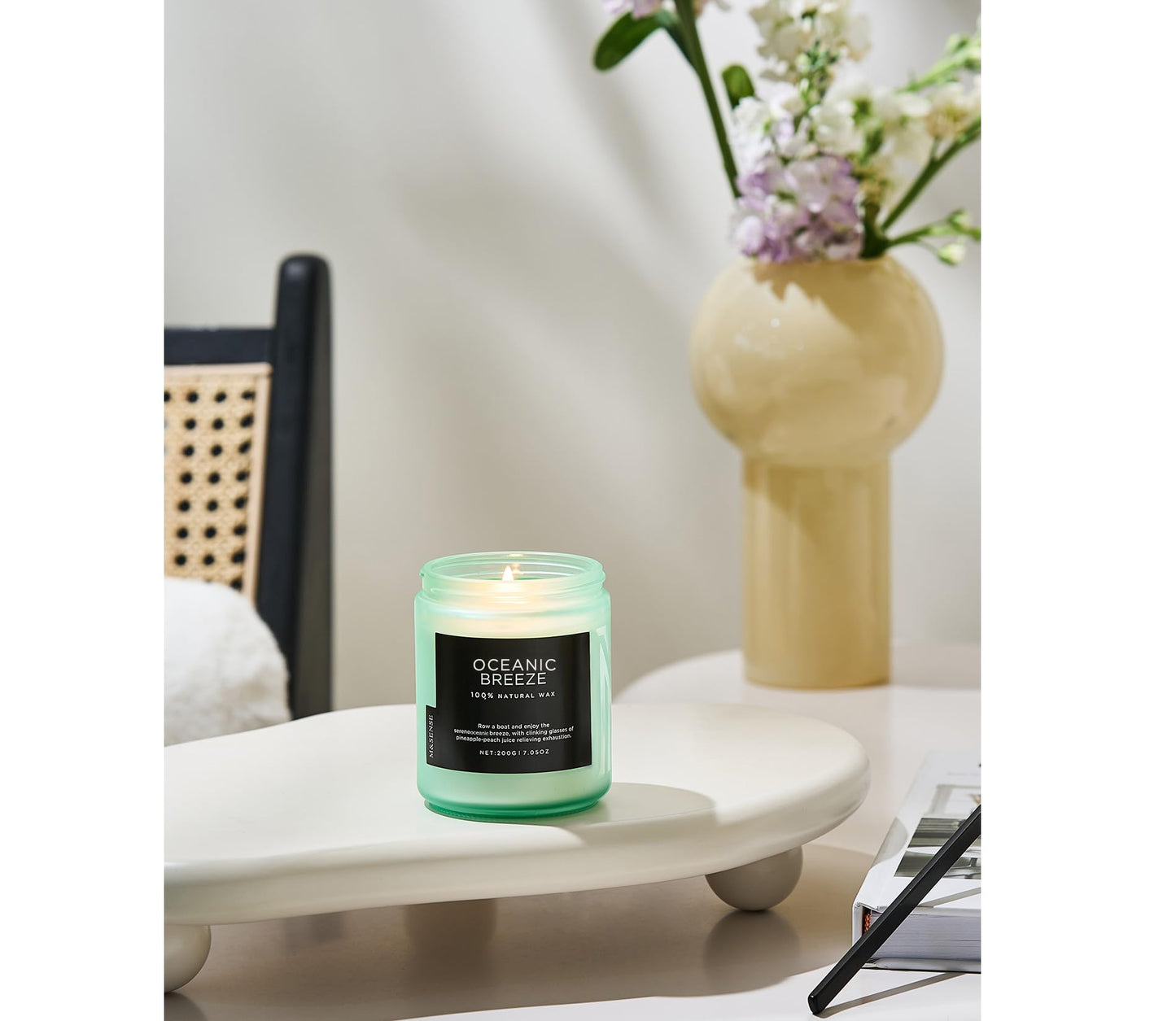 M&SENSE Oceanic Breeze Home Scented Candles, 7.05oz Natural Soy Wax, 50-Hour Slow Burning, Non Toxic Organic Candle, Aromatherapy Fragrance for Stress Relief, Housewarming Gifts for Women/Men