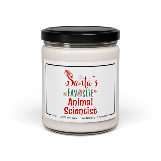 Santa's Favorite Animal Scientist Candle - Christmas Gifts for Zoologist Staff Employee Boss Manager Party Decoration - Xmas, New Year - 9oz Soy Wax Cinnamon Vanilla Scent