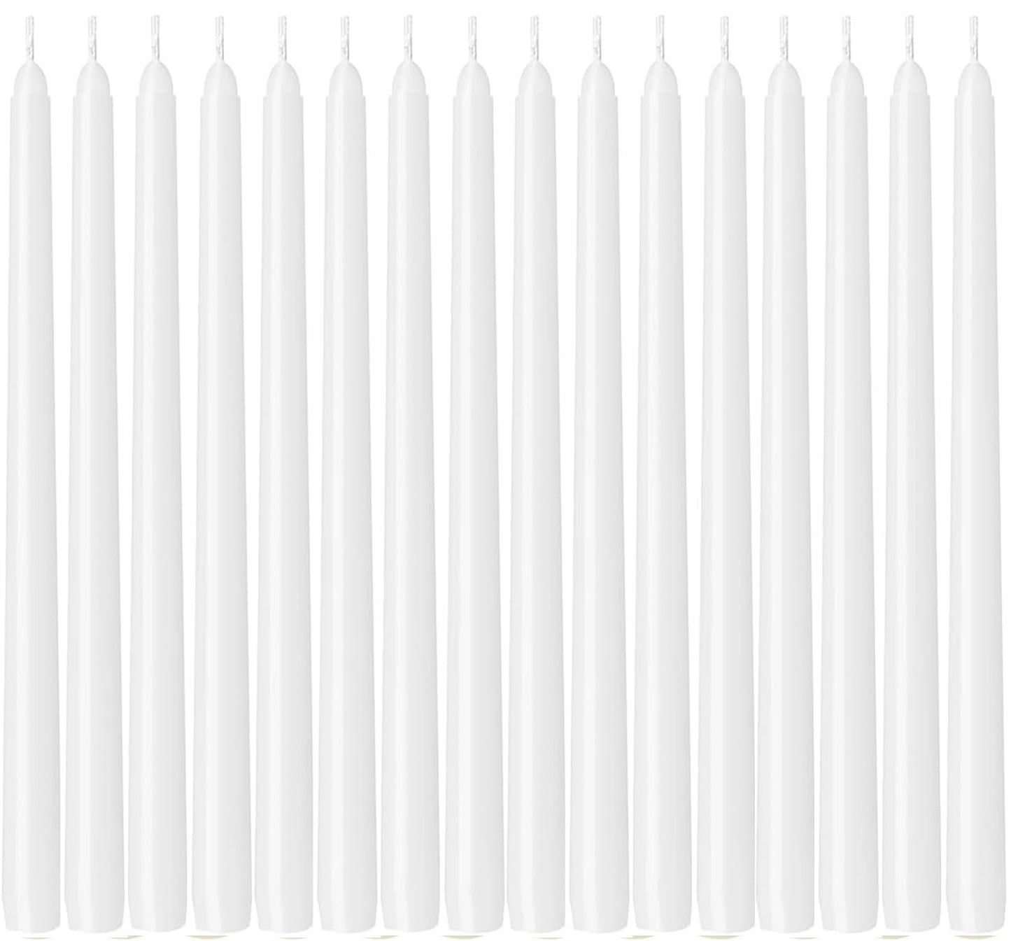 WPONSZU 16 Pack White Taper Candles, 7-8 Hours Burn Time, Unscented, Smokeless and Dripless, 4/5 x 10 Inch for Christmas,Household,Dinner,Wedding,Valentine's Day,Party and Home Décor Candlesticks