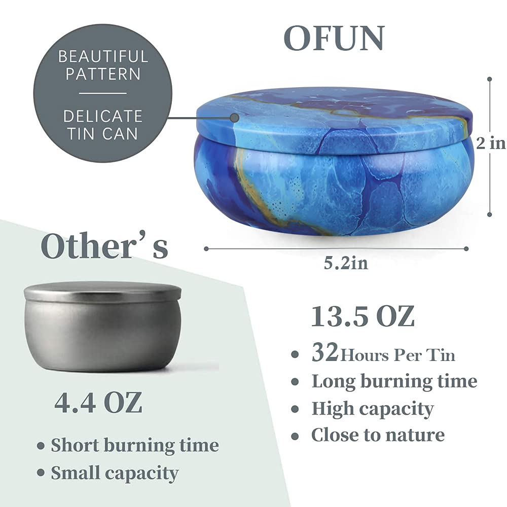OFUN Large Citronella Candles Outdoor Decorative 55oz, Soy Wax Lemongrass Candle Set 3 Wick, Scented Jar Candle Bulk Up to 240hrs, 3 Pack Summer Camping Candles for Patio Garden Balcony