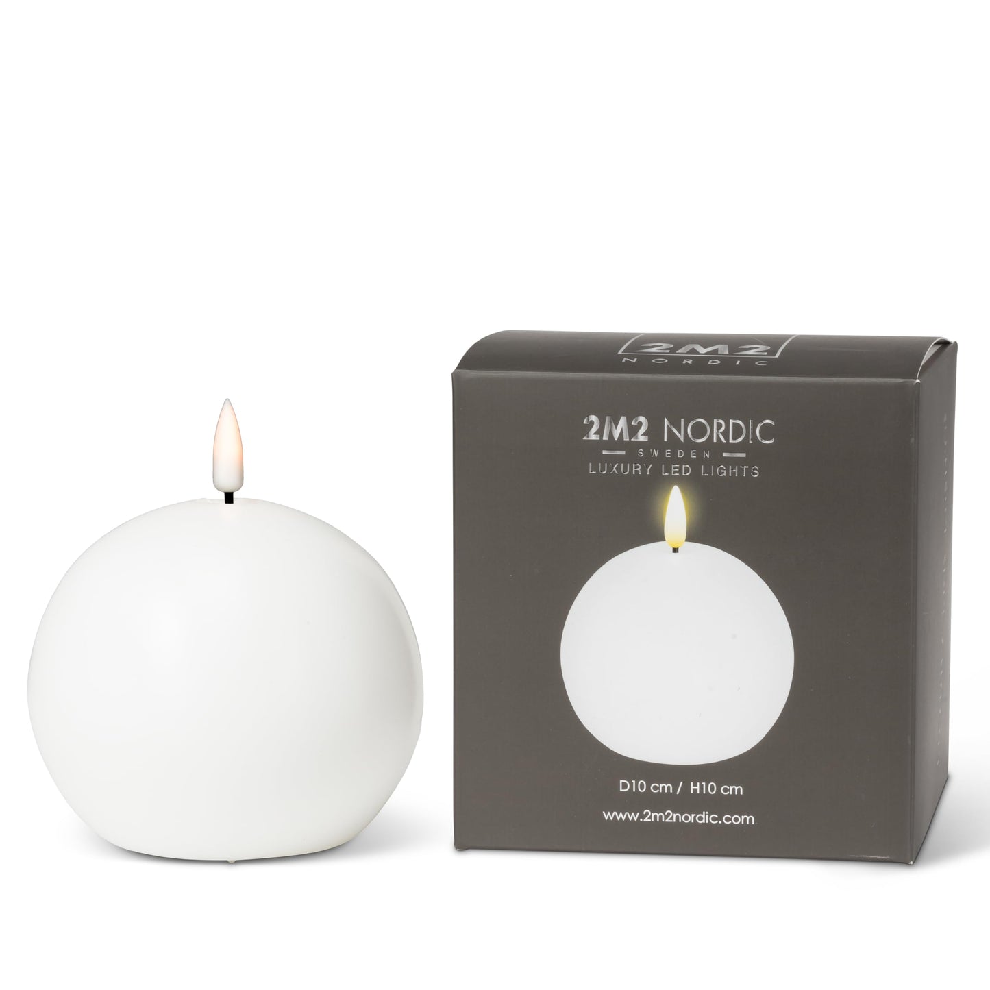Abbott Collection Wax LED Flameless Ball Candle - White (4" D)