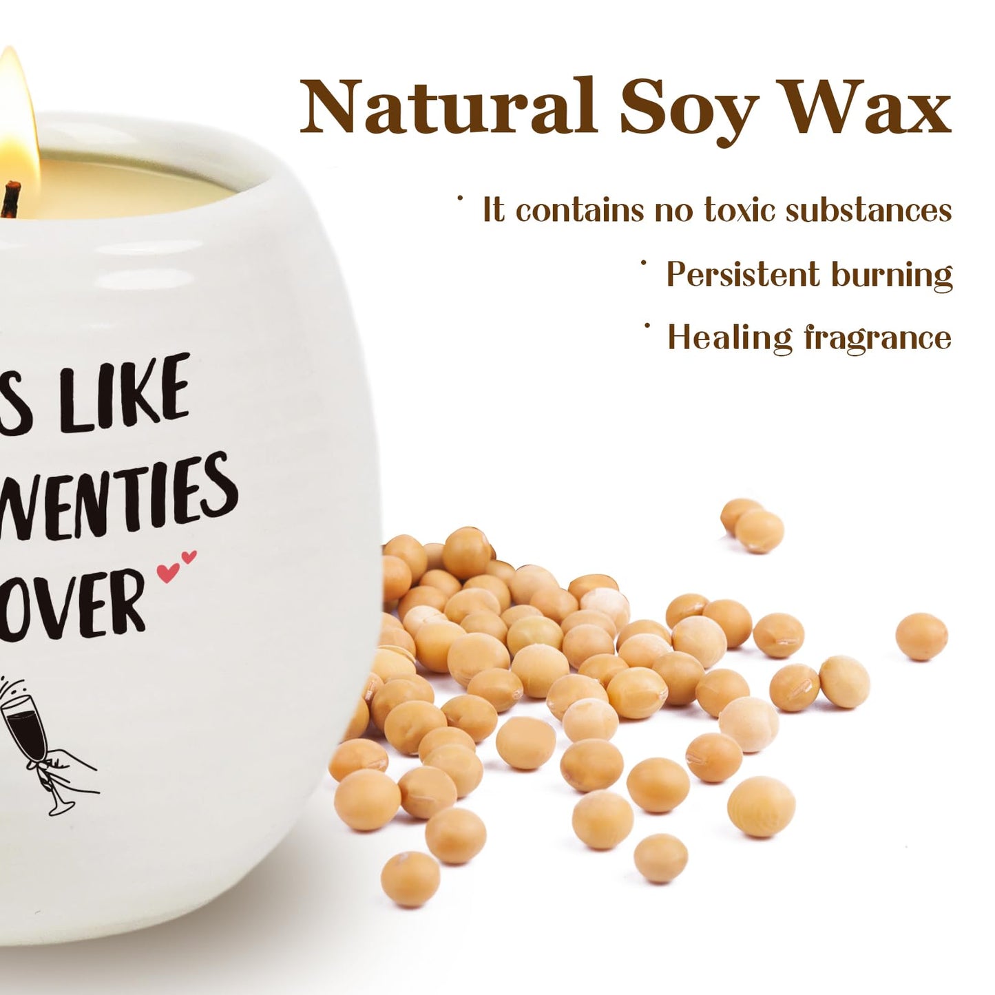 30th Birthday Gifts - Scented Candle in White Ceramic Jar with Smells Like Your Twenties are Over - Soy Wax, Happy 30th Birthday Friend Gift Idea