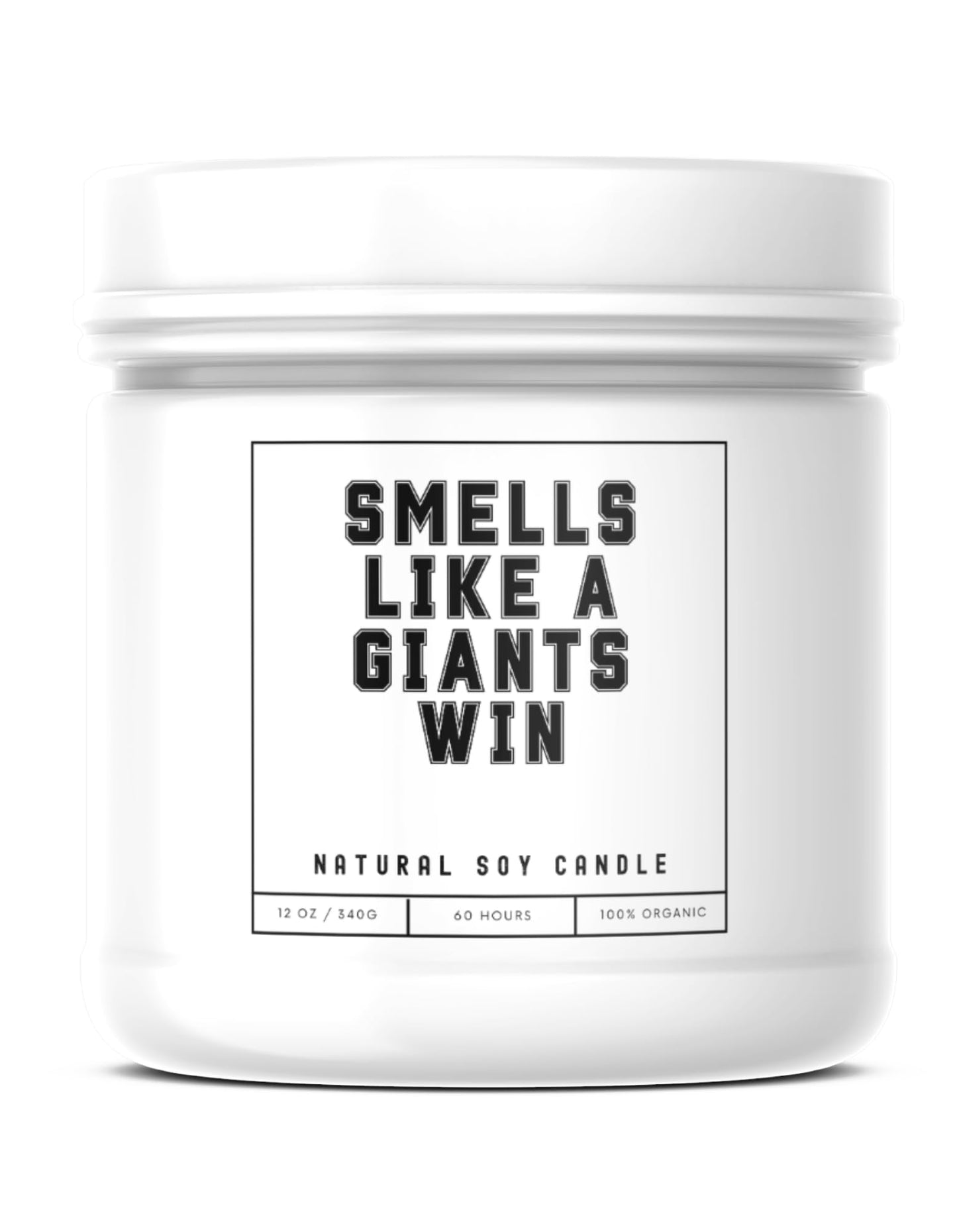 Smells Like a NY Giants Win Sports Candle - Scented Soy Wax Candle (8.0 oz) 50-60 Hour Burn Time, Cotton Wick, Frosted White Glass Jar (Vanilla)