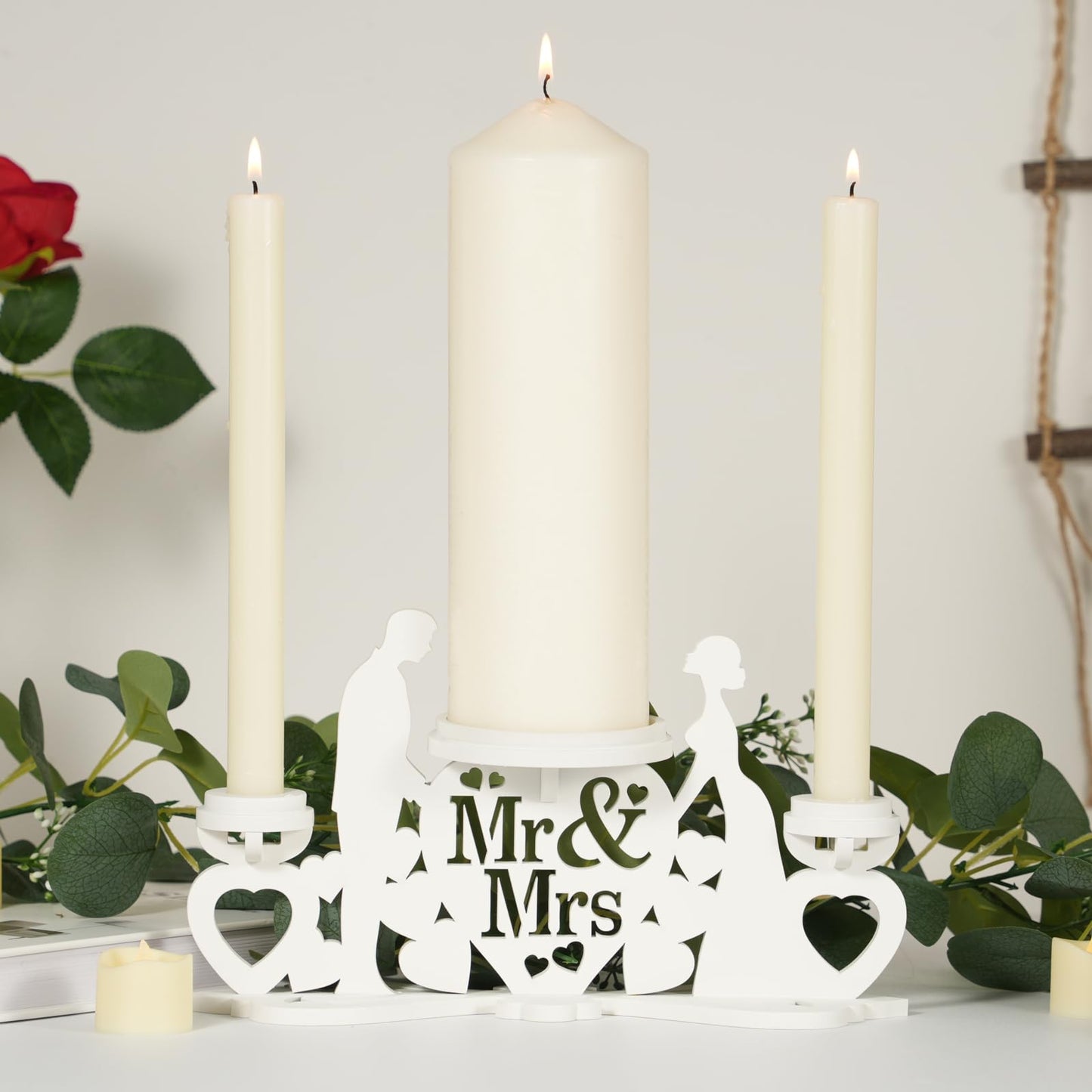 Rozrety Unity Candle Holder - Unity Candles Stand for Wedding Ceremony Set - Weddings Gifts Candle Holders for Wedding Decoration Reception, Bridal Shower(Candles not Included)