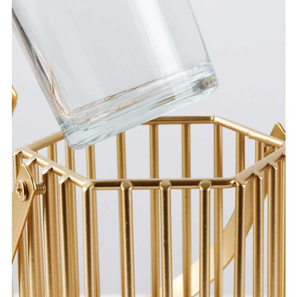 Candle Holders Geometric Gold Pillar Candle Holder, Metal Candle Stand Decorative Candle Lantern with Glass Cup, Candlestick Stand for Wedding Table Centerpiece Candlestick Holders