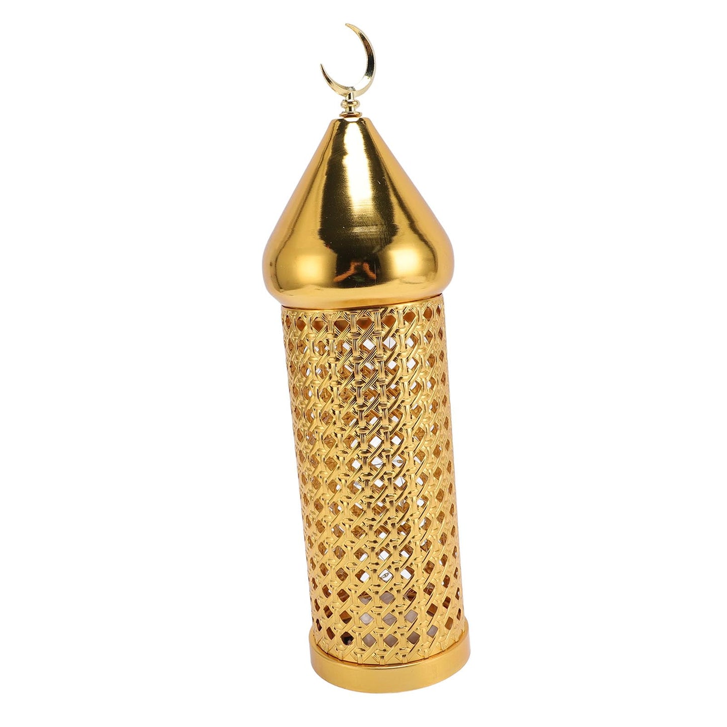 Omquot Retro Handmade Golden Metal Wind Lamp Lantern for Wedding Party Decorations, Aromatic Candle Holder for Romantic Ambience, Iron Material (Large)
