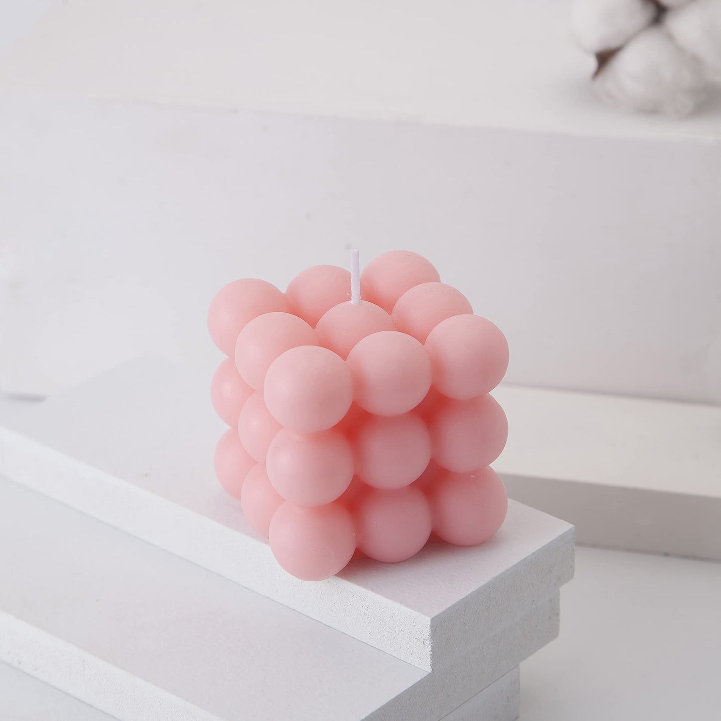 Bubble Candle, 4pcs Cube Soy Wax Bubble Candles Scented Aesthetic Bubble Candle Set for Home Bedroom Decor Birthday Mothers Day Gifts for Mom (Lemon Pack)