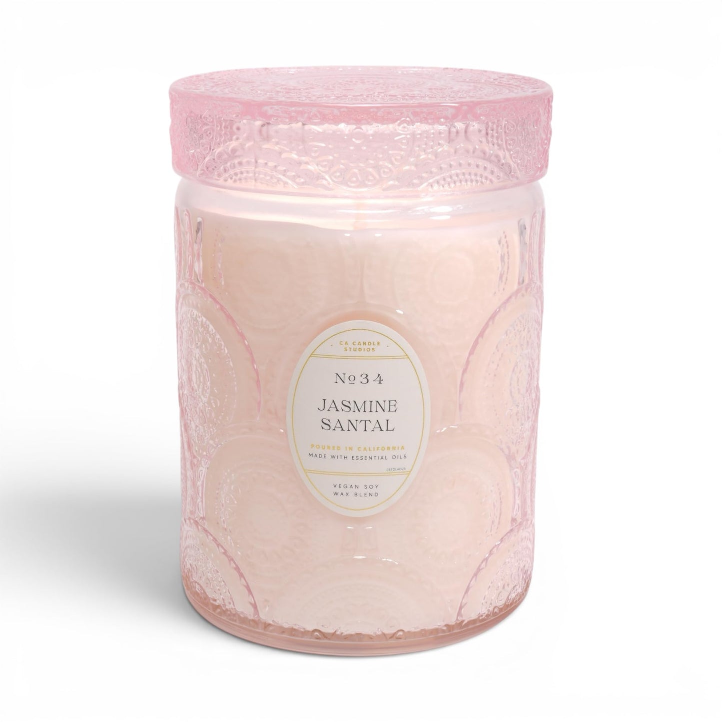 LEOBEN CO – Jasmine Santal Scented Candle – 18oz, Heirloom Collection Design – 80 hr Burn Time – Poured in California Using Vegan Soy Wax and Essential Oils – Made in Small Batches