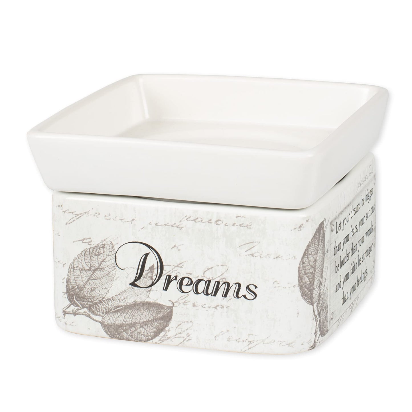 Elanze Designs Dream Actions Faith Stronger Stoneware Electric 2 in 1 Jar Candle and Wax Tart Oil Warmer