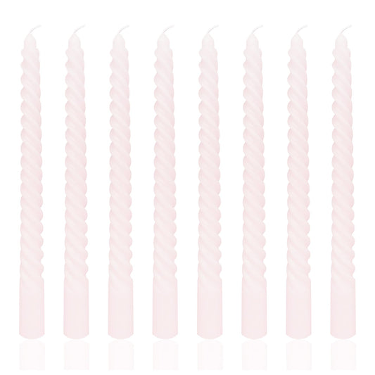 10 Inch 8 Pack Pale Pink Spiral Taper Candles for Dinner Home Decor Wedding Shower Christmas Candlesticks, Baby Shower, Birthday Party Candles