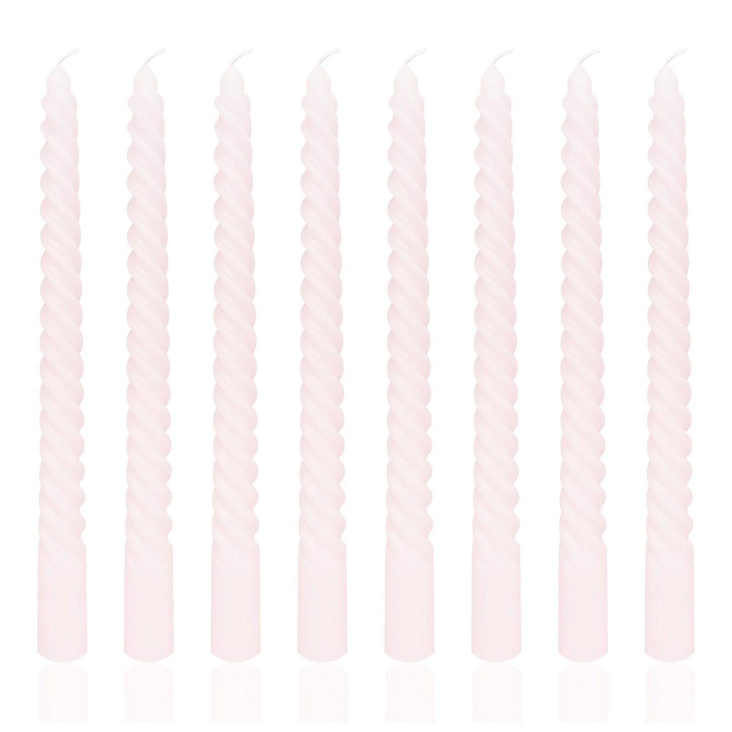 10 Inch 8 Pack Pale Pink Spiral Taper Candles for Dinner Home Decor Wedding Shower Christmas Candlesticks, Baby Shower, Birthday Party Candles