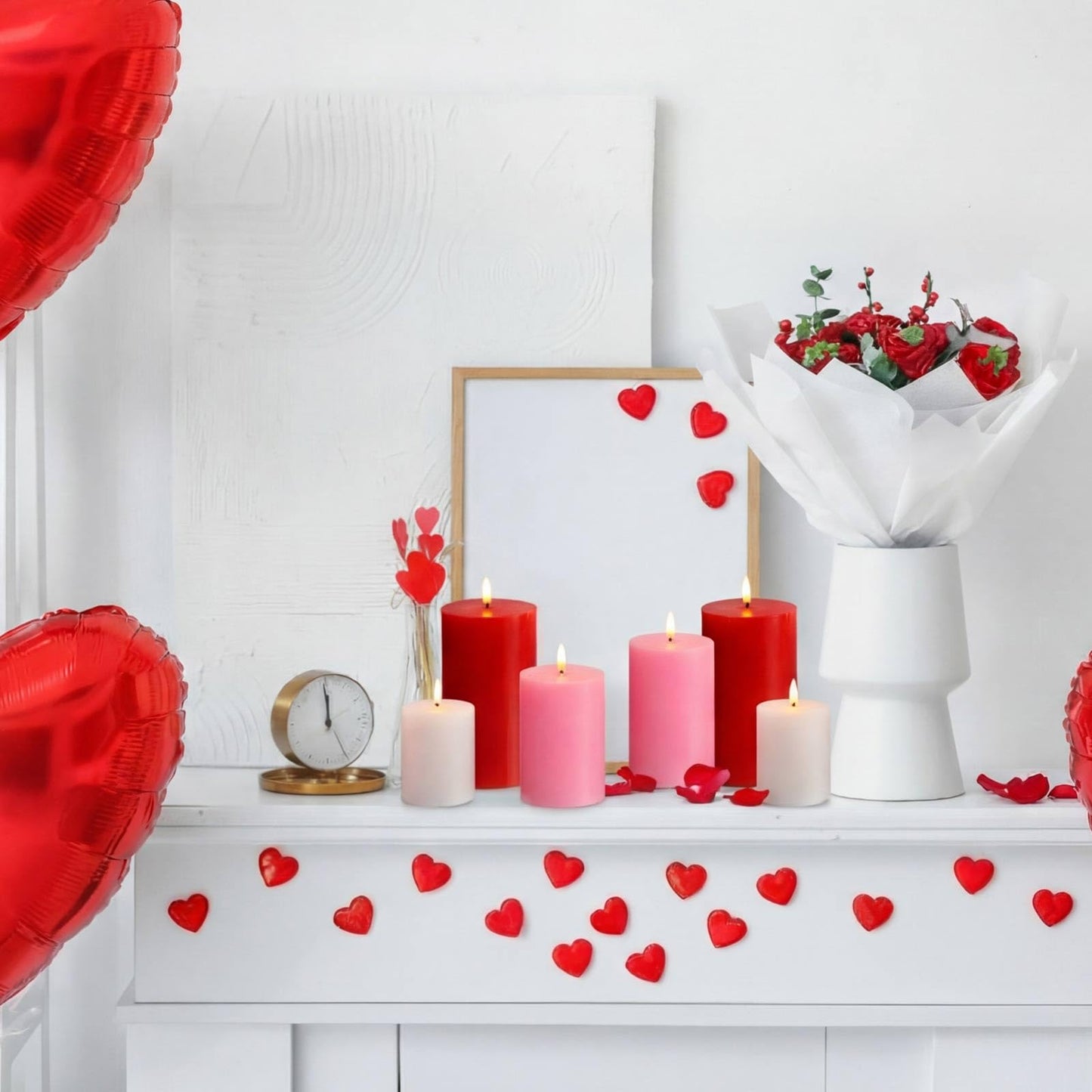Grinsvalley 6 Pcs Mother's Day Flameless Candles LED Flameless Pillar Candles Wax LED Fake Candle with Remote and Timer Flickering H 4" 5" 6" for Home Table Dating Wedding Party Decor