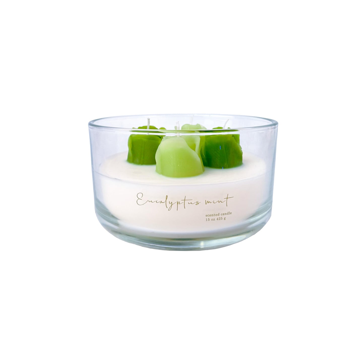 Floral Scented Candle 15oz with 4 Wax Flower Tops – CW Studio Hand-Poured Decorative Jar, Up to 36 Hour Burn, Palm & Paraffin Wax, Botanical Home Decor & Gift