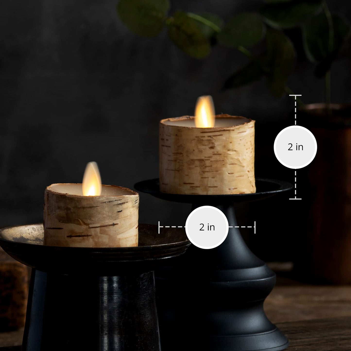 Luminara Flameless LED Tea Light Candle, 1.4" x 2", Pack of 2, Birch, Pearl Ivory, Real Flame, Battery Operated w/Remote Timer Function, Paraffin Wax