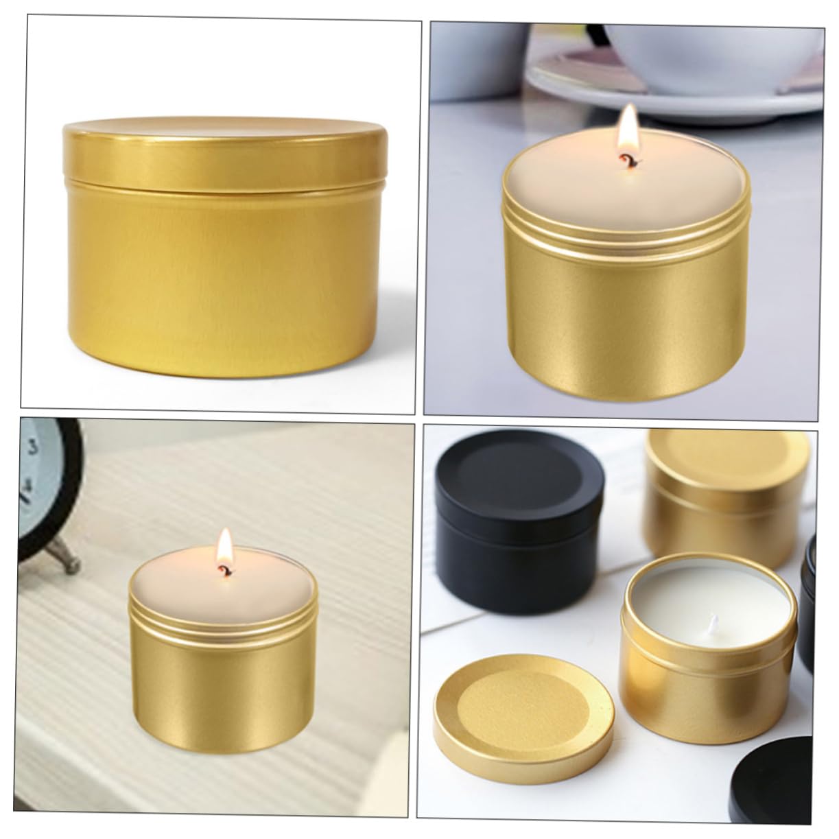 LALAFINA 4pcs Candle Jars Candle Containers for Christmas Crafts and Decorative Practical Aluminum Tins for Home Use