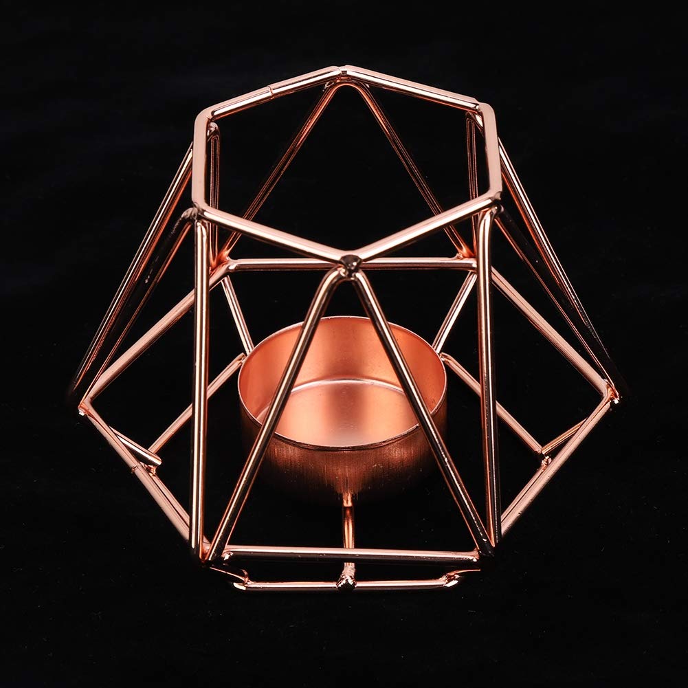 Geometric C and le Holder,Metal Nordic C and lestick,Centerpieces for Wedding, Home Decor Ceremony and Anniversary,C and lestick for Home Tabletop Art Deco(Rose Gold)