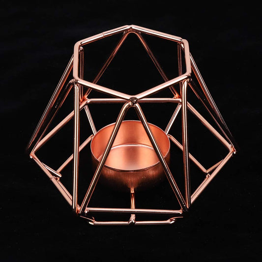 Geometric C and le Holder,Metal Nordic C and lestick,Centerpieces for Wedding, Home Decor Ceremony and Anniversary,C and lestick for Home Tabletop Art Deco(Rose Gold)