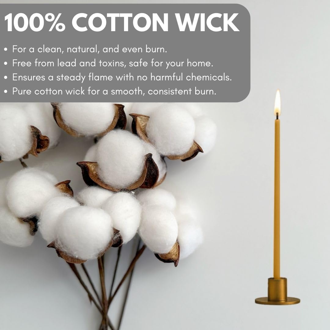 Luxora Pure Beeswax Candles - Honey-Scented, Decorative Thin Taper Candles - Ideal for Birthday Decoration or Church Prayers - Drip Free, Tall & Smokeless Pack of 45 pcs, (45, 6.5 x 0.22 in)
