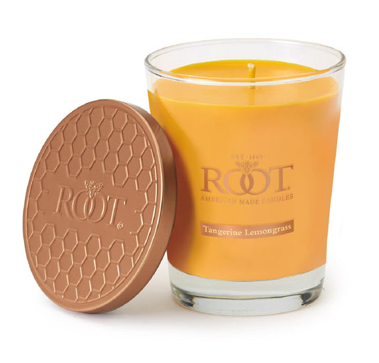 Root Candles Scented Candles Honeycomb Beeswax Blend Premium Handcrafted Candle, Large Veriglass, Tangerine Lemongrass