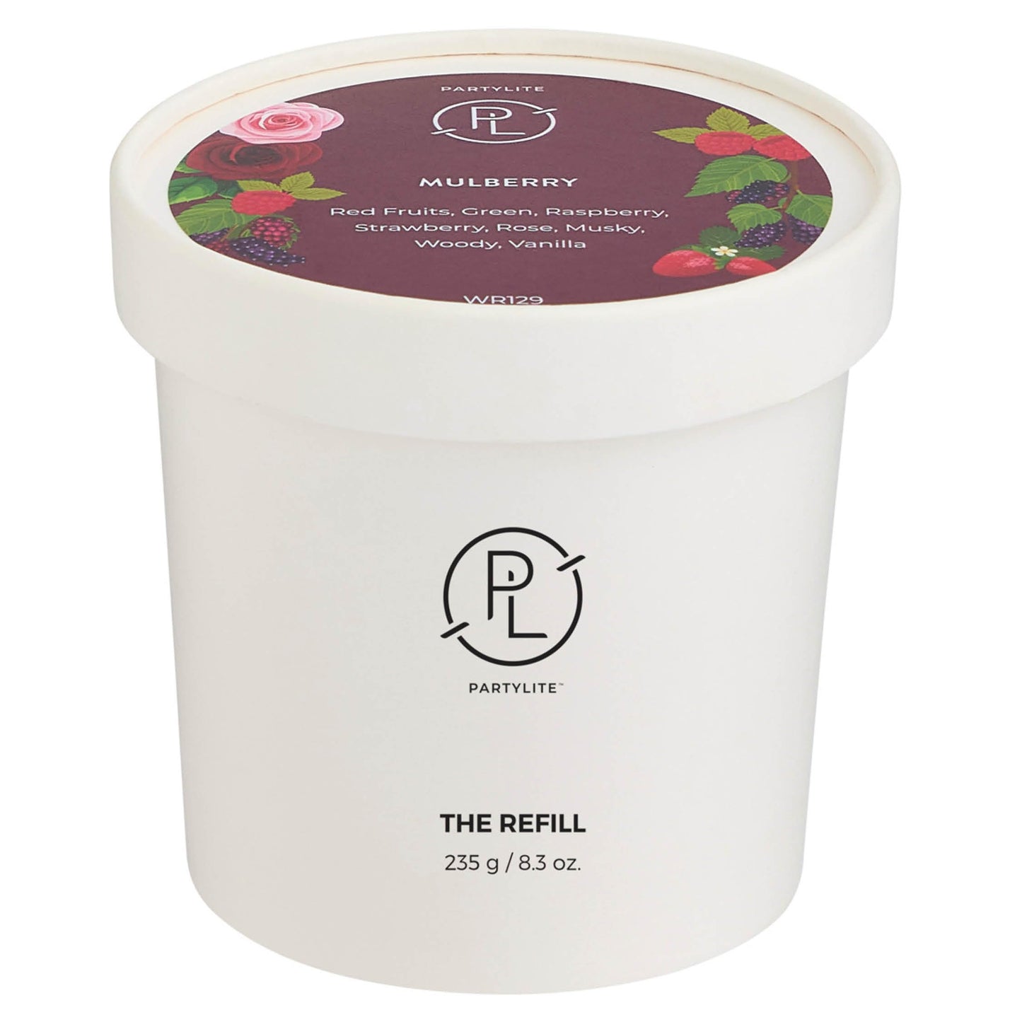 PartyLite Mulberry Scented Candle Refill, Notes of Black Currant, BlackBerry, Mulberry & Pomegranate, 10oz 1-Wick Aromatherapy Candle, up to 40 Hours of Luxury Fragrance, Sustainable Premium Soy Wax