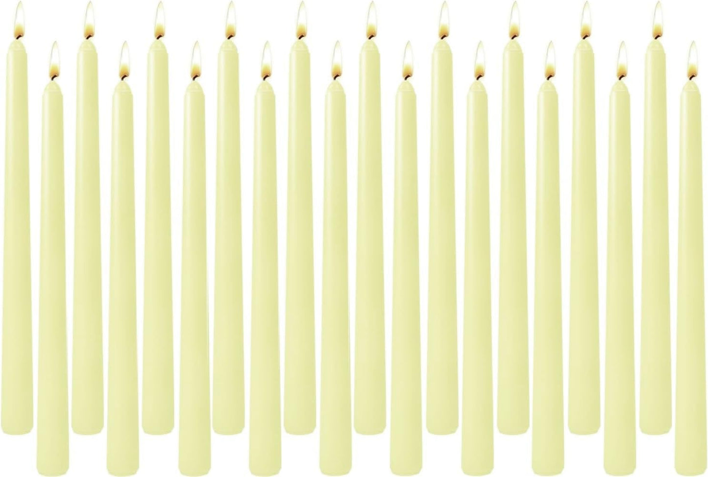 20-Pack Pale Yellow Taper Candles Unscented, 10 Inch Tall Dinner Table Candlesticks for Wedding Centerpieces, Bulk Tapered Candles Smokeless Dripless, Bright Decorative Candles for Home Decor