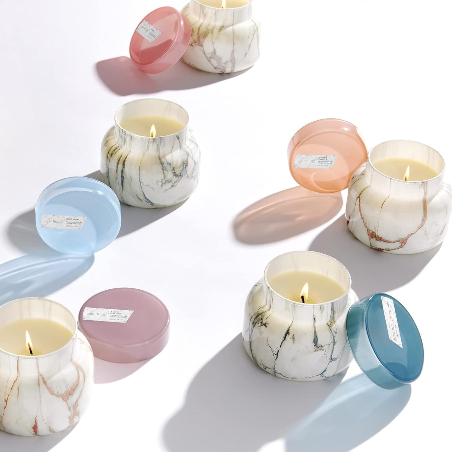 Capri Blue - Modern Marble Jar Candles - Luxury Candle for Home Scented - Soy Candle Blend - Long Lasting Candles - Volcano Scented (19 oz)