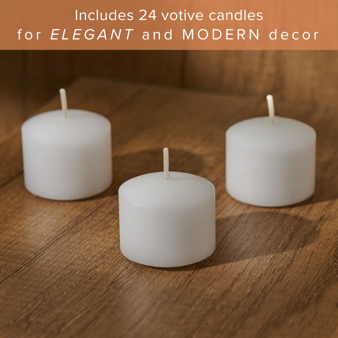 Simply Soson Votive Candles Bulk, 24 White Votive Candles, 10 Hours Burn time, Small Candle, Unscented Candle, Votives for Wedding, Birthday, Holiday & Home Decor