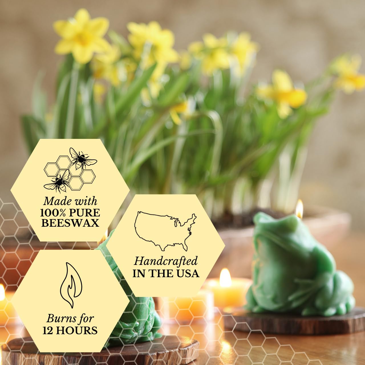 Big Dipper Wax Works Beeswax Frog Candle – Green, Hand-Sculpted Pure Beeswax, 2.5” x 3.5”, 24-Hour Burn, Eco-Friendly Unscented Candle, Whimsical Nature-Inspired Spring Décor