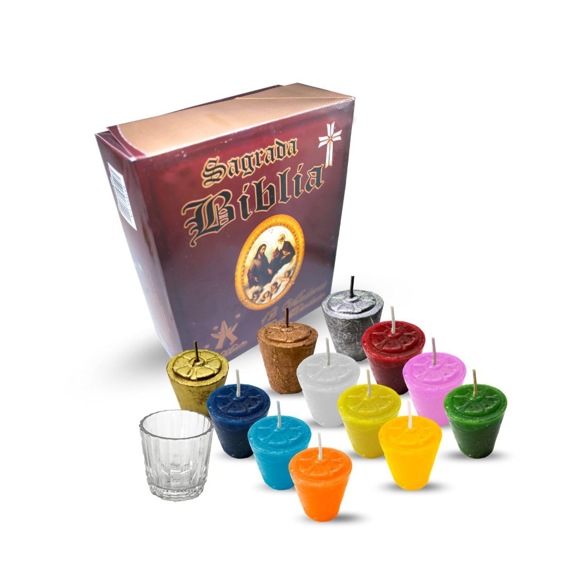 12 Divine Providence Votive Candles Set | Multicolor Prayer Scented Candles | Holy Bible Box | New Year Tradition | Monthly Blessing | 5x4.5 cm (1.97 x 1.77 inches)