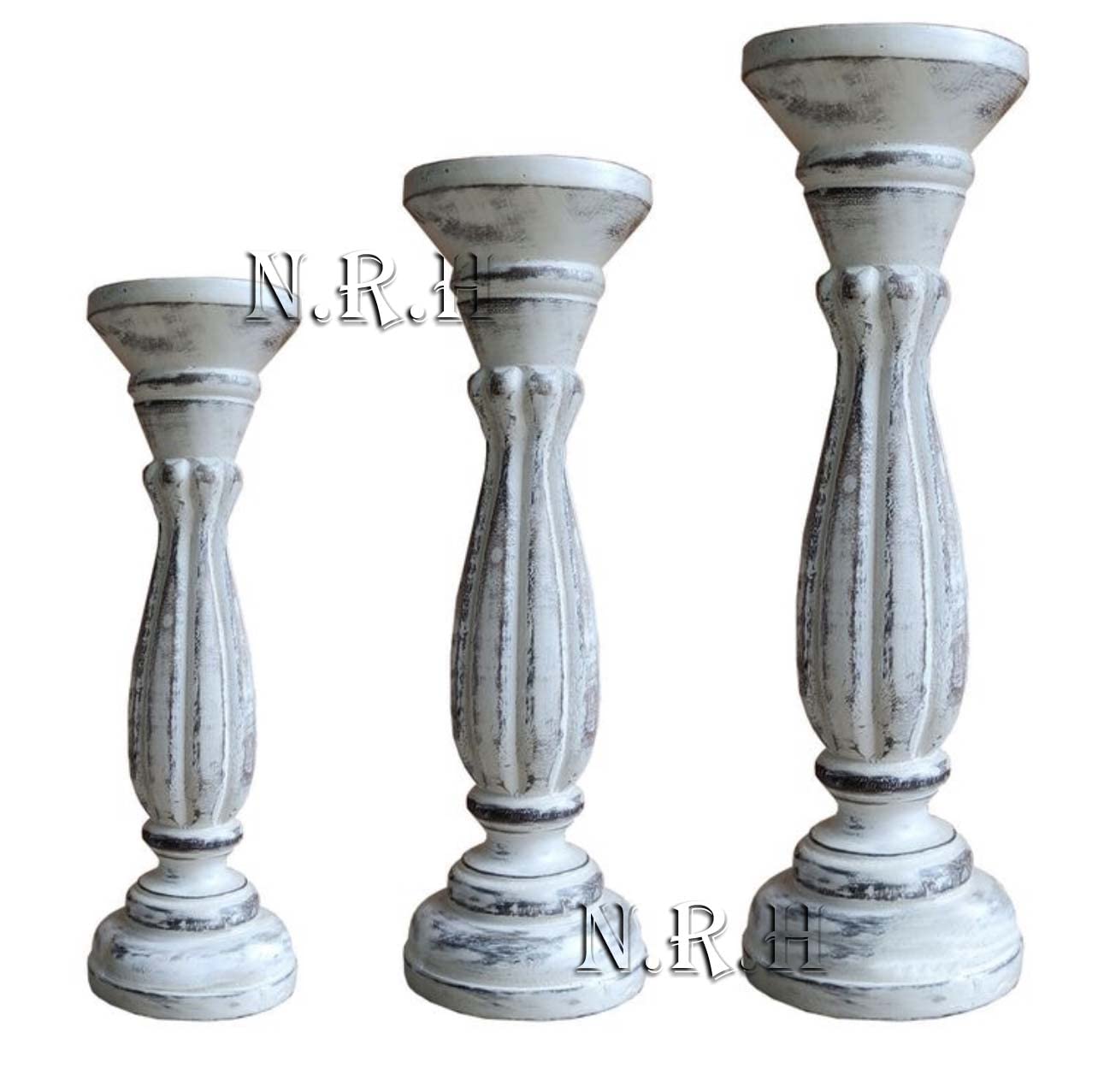 Set of 3 Wooden Pillar Candle Holders, Ideal for LED and Pillar Candles, Gifts for Wedding, Party, Home, Spa, Reiki, Aromatherapy, Votive Candle Gardens