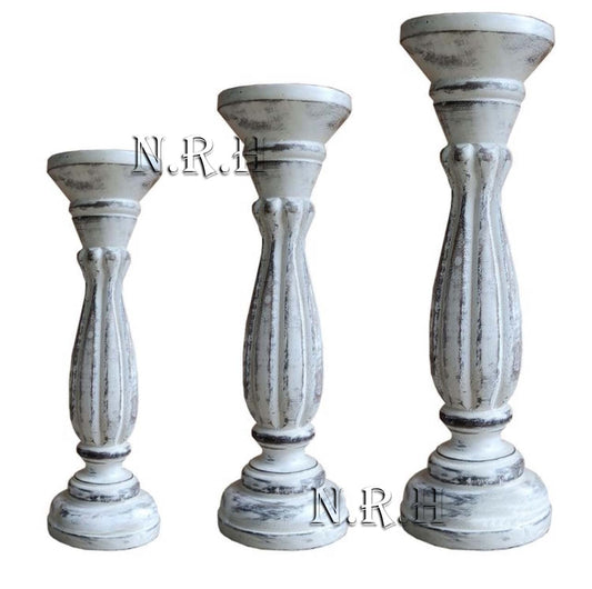 Set of 3 Wooden Pillar Candle Holders, Ideal for LED and Pillar Candles, Gifts for Wedding, Party, Home, Spa, Reiki, Aromatherapy, Votive Candle Gardens