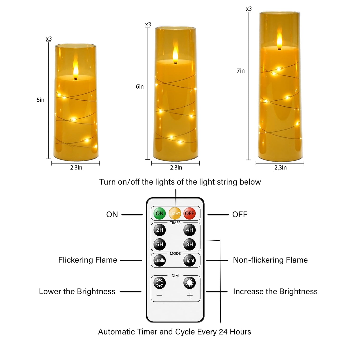 kakoya Flameless LED Candles with Timer 9 Pc Flickering Flameless Candles for Romantic Ambiance and Home Decoration Stable Acrylic Shell,with Embedded Star String，Battery Operated Candles（Gold）
