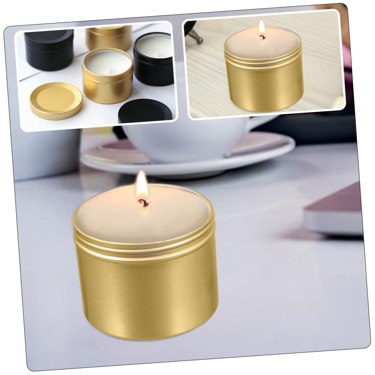 LALAFINA 4pcs Candle Jars Candle Containers for Christmas Crafts and Decorative Practical Aluminum Tins for Home Use