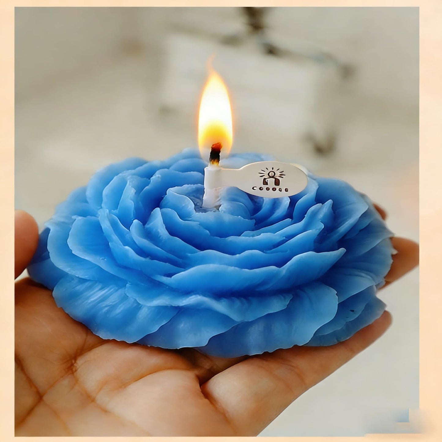 Scented Candles Set for Women Mom,4 Pack Aromatic Peony-Shaped Candle Ornament for Home,Blue Soy Candles for Living Room and Bedroom, Birthday Gifts Valentines Day Candle - Bluebell