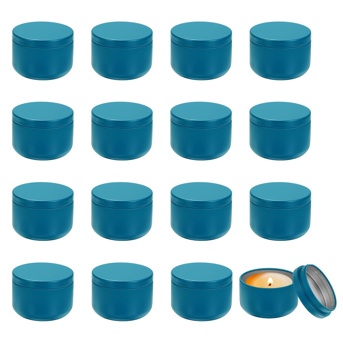 MECCANIXITY 3oz Candle Tins, 16pcs Metal Candle Tins Jars with Lids Round Empty Tin Can Containers Bulk for Storage Tea and Making DIY Arts Crafts Christmas Gifts, Navy Blue